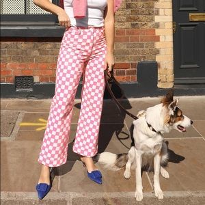 KITRI x Jessie Bush Olive Pink Checker Trousers